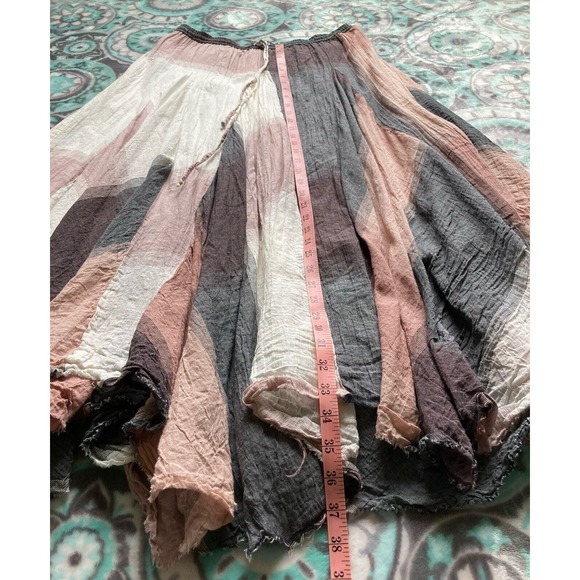 Sundance Boho Long Layered Peasant Skirt Lagenlook Women XS Pink Gray Plaid - Picture 10 of 13